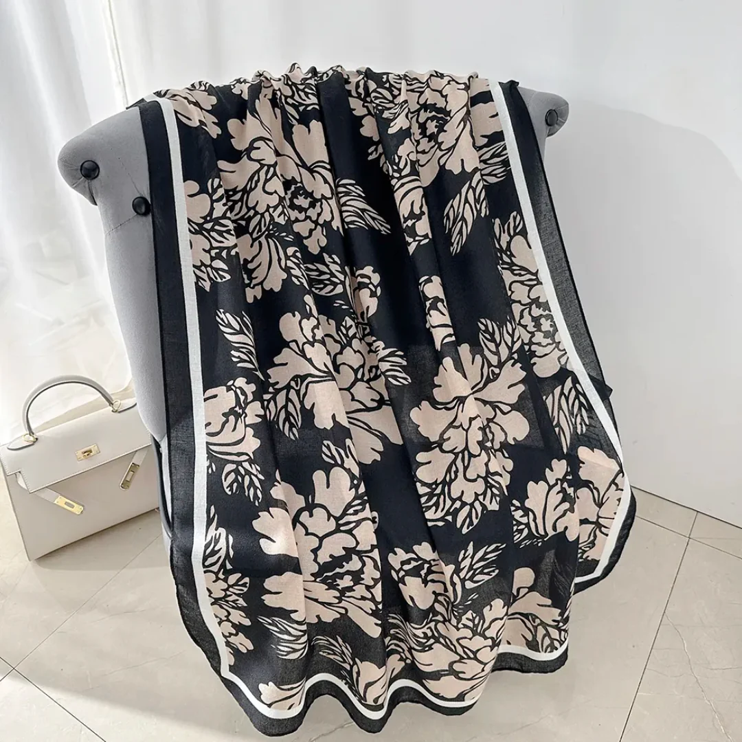 Black Coffee Pan Viscose Scarf - Image 2