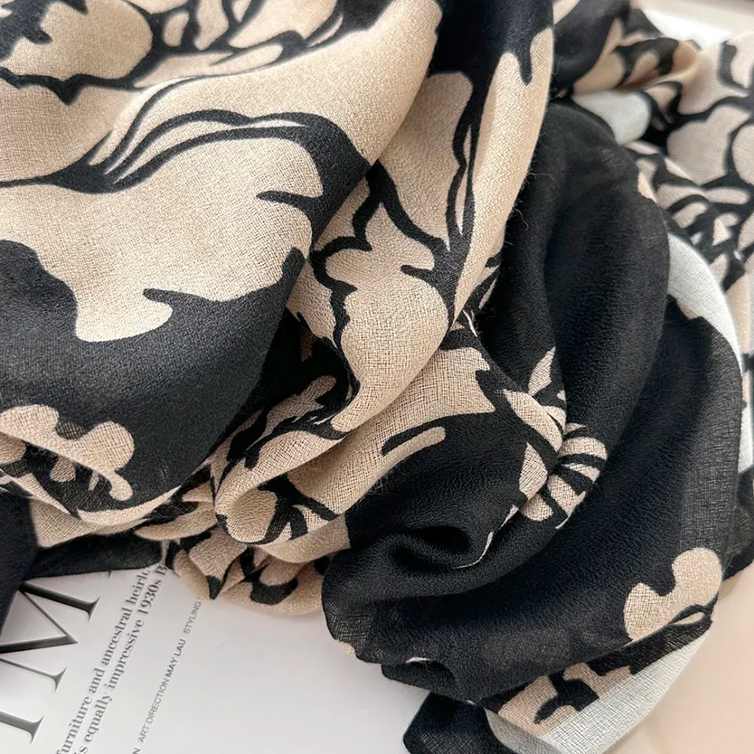 Black Coffee Pan Viscose Scarf - Image 3
