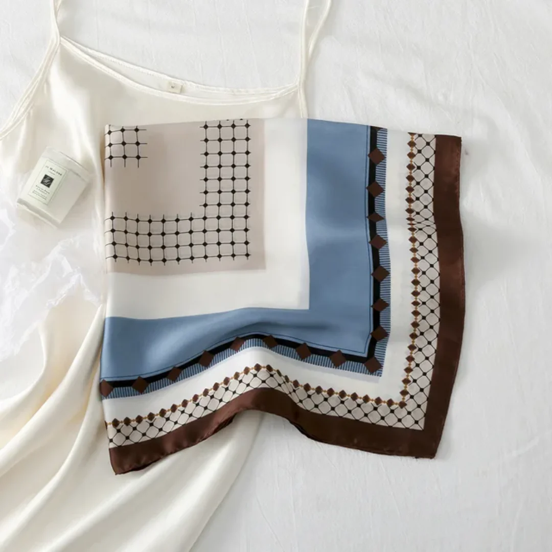 Canyon Classic Teal Print Silk Square Scarves 70 CM - Image 2