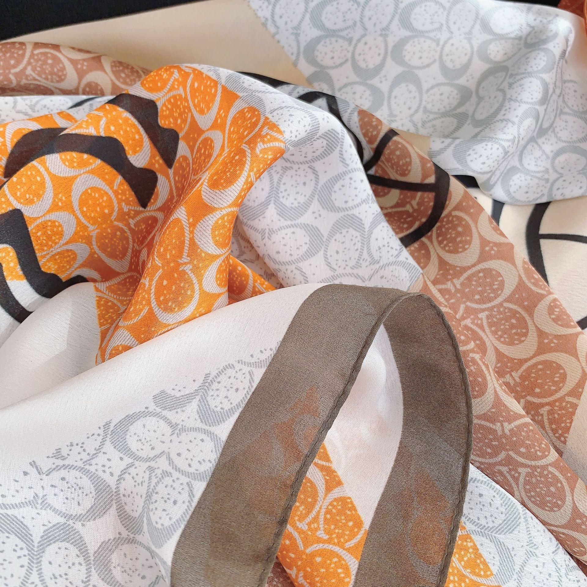 Coach Orange Printed Silk Scarf Summer Edition 26' - Image 2