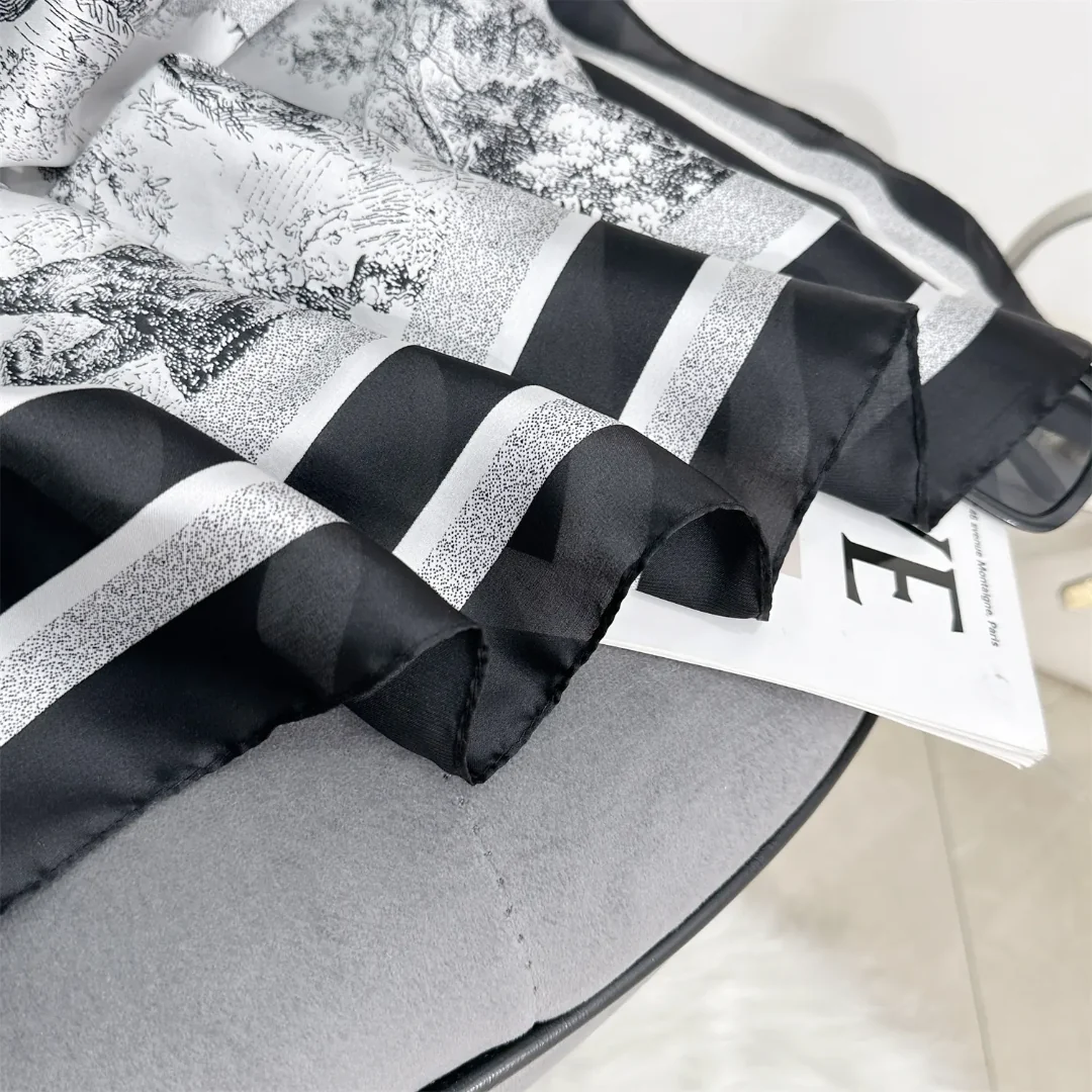 D Forest Black Printed Silk Scarf - Image 2
