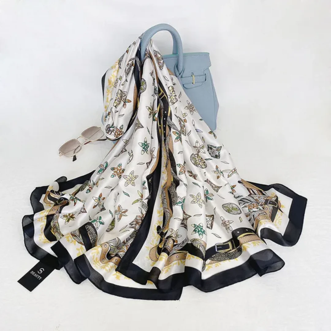 Fringe Printed Silk Scarf - Image 2