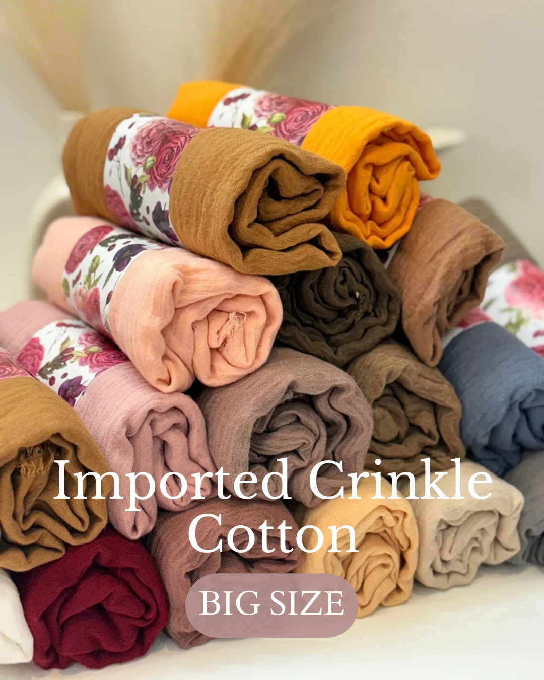 Imported Crinkle Cotton Hijabs Big Size - Image 3