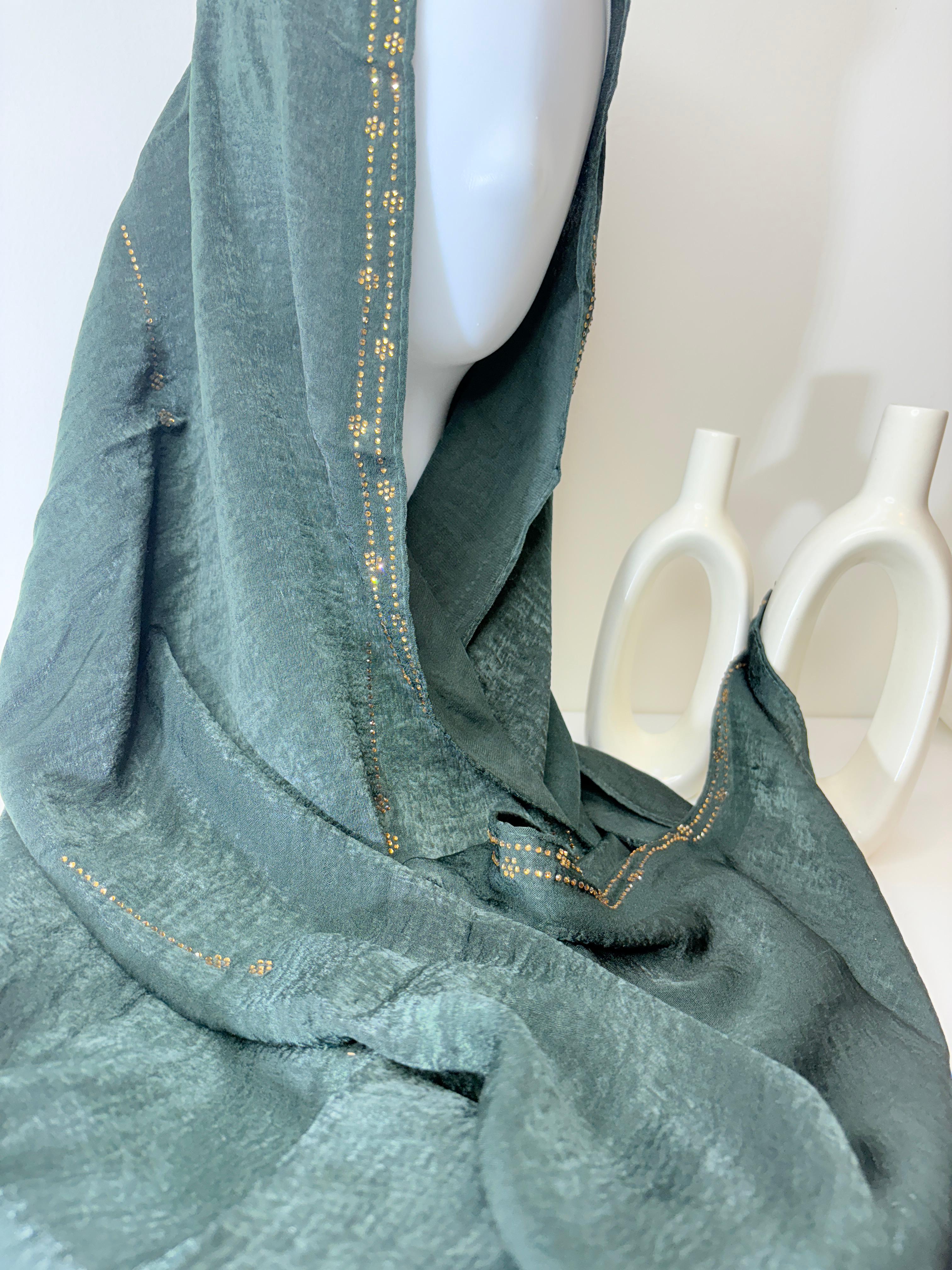 Imported Velvet Satin Rhinestone Hijabs - Image 4