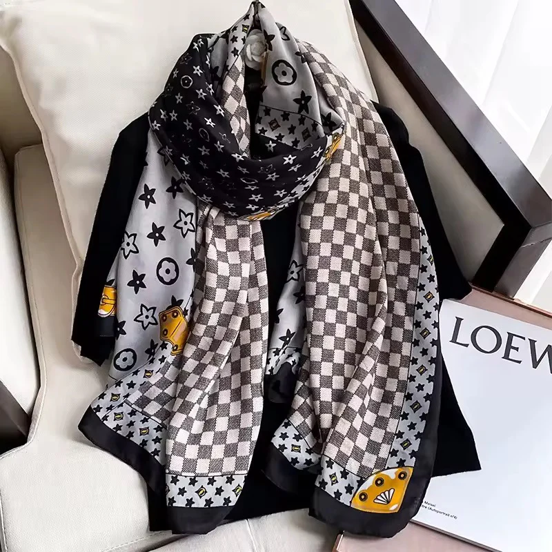 L Black Brand Printed Viscose Scarf