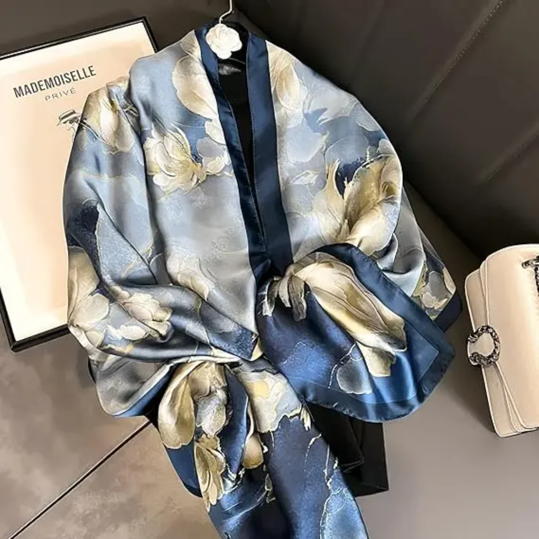 Noor Petals Printed Silk Scarf - Image 2