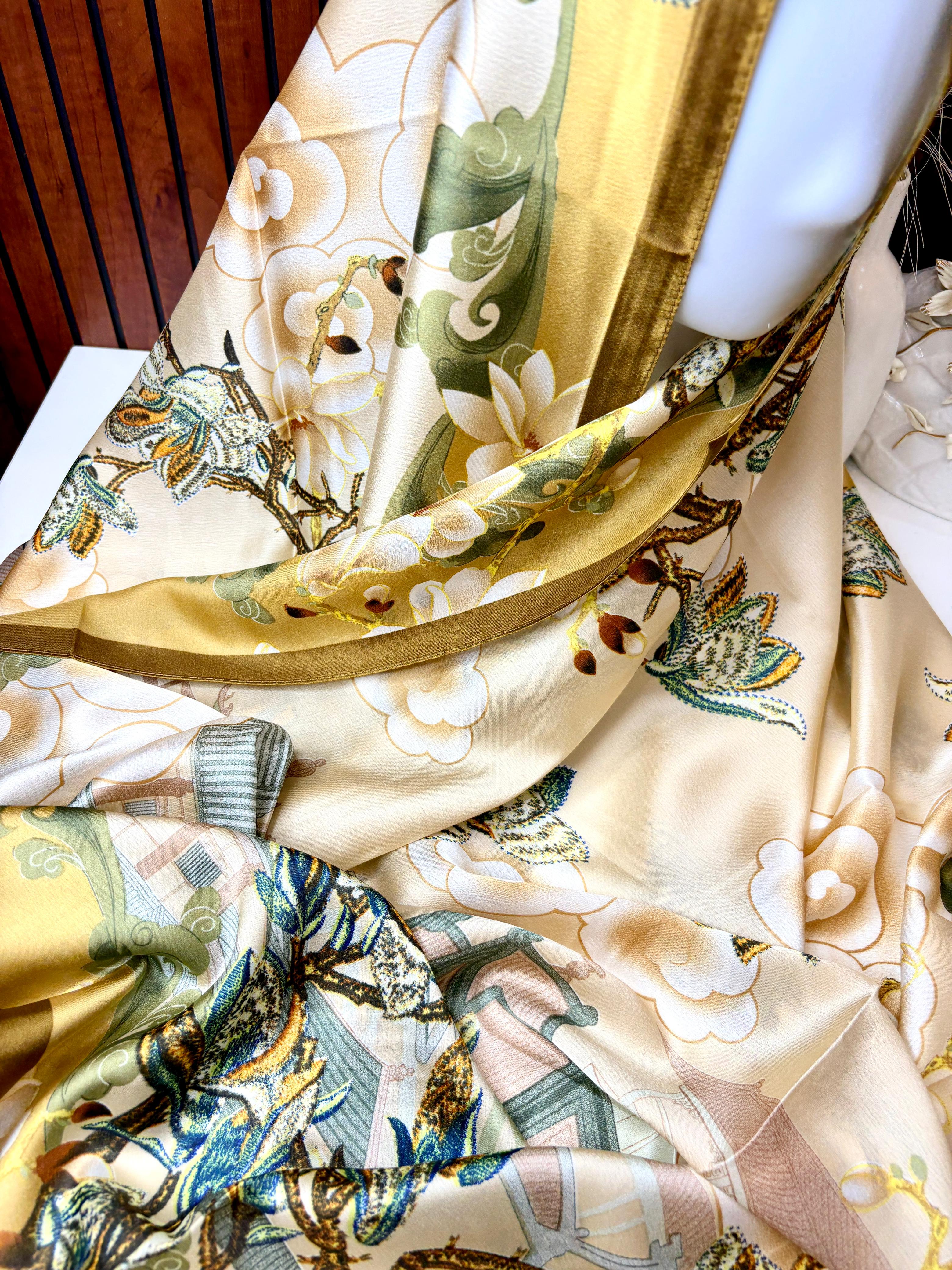 Orchid Bloom Printed Silk Scarf - Image 3