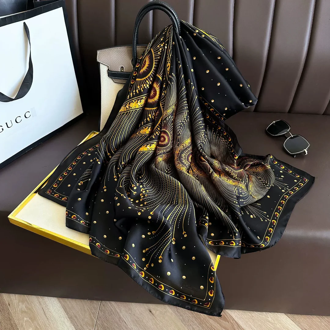 Peacock Bloom Printed Silk Scarf - Image 3