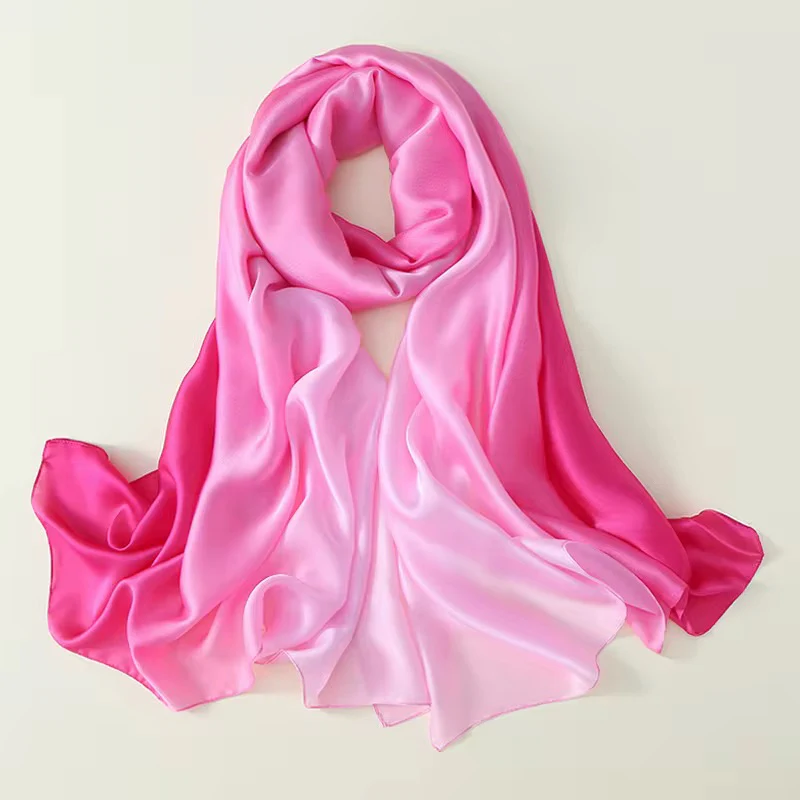 Pink Bloom Ombre Printed Silk Scarf - Image 2