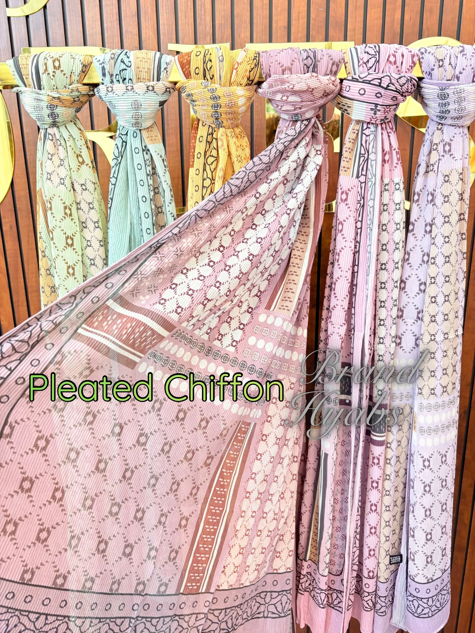 Pleated Chiffon Brand Print Hijabs 1 - Image 4