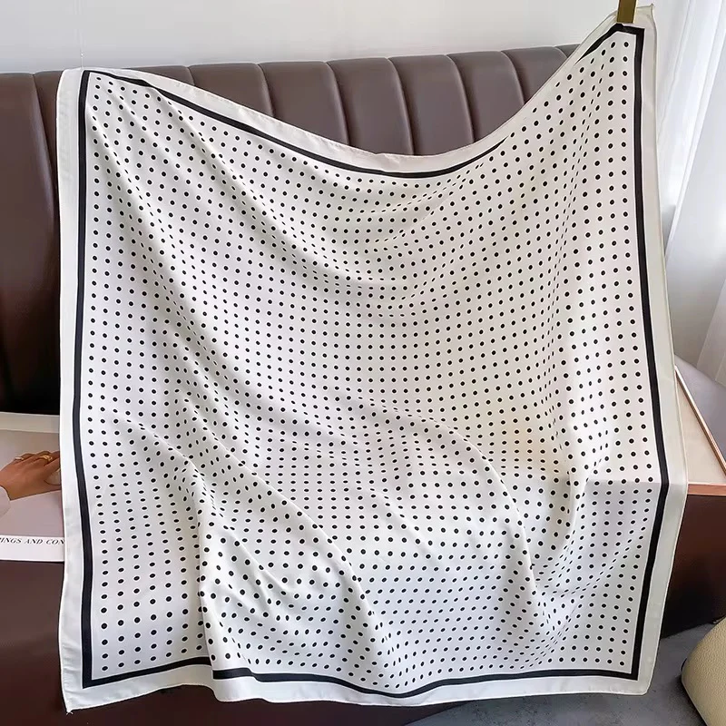 Polka Dots White Printed Square Scarf - Image 2