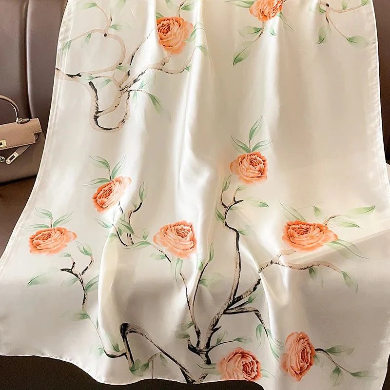 Radiant Roses Printed Silk Scarf - Image 3