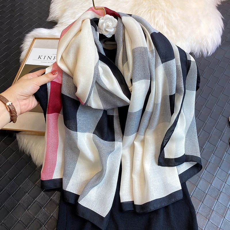 Stylish Check Printed Viscose Scarf