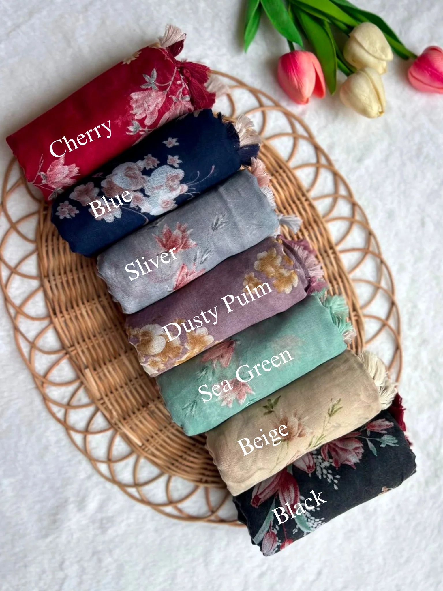 R & S Floral Tulip Cotton Hijabs - Image 2