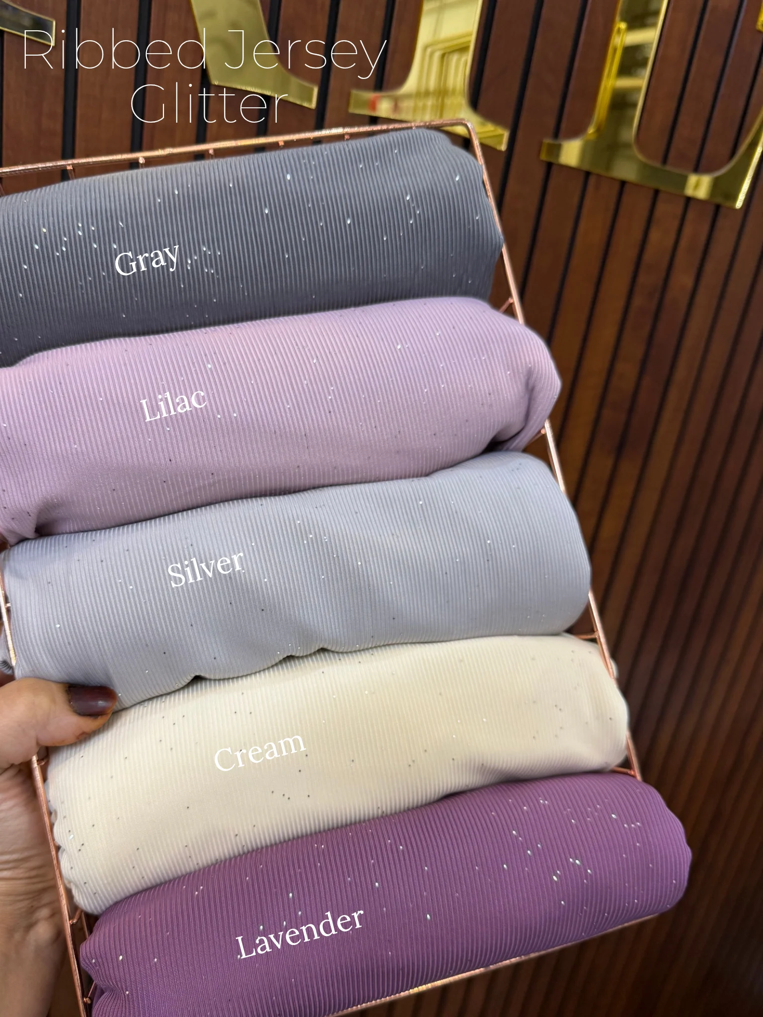 Ribbed Jersey Glitter Hijabs - Image 2