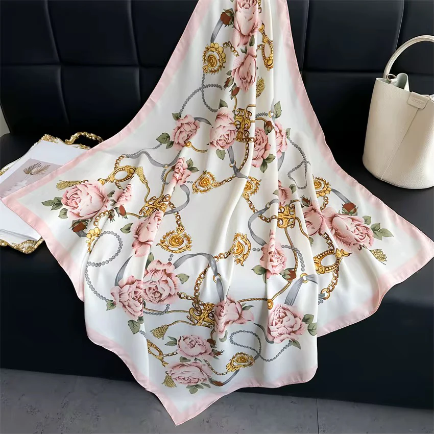 Sierra Bloom Pink Printed Square Scarf - Image 2