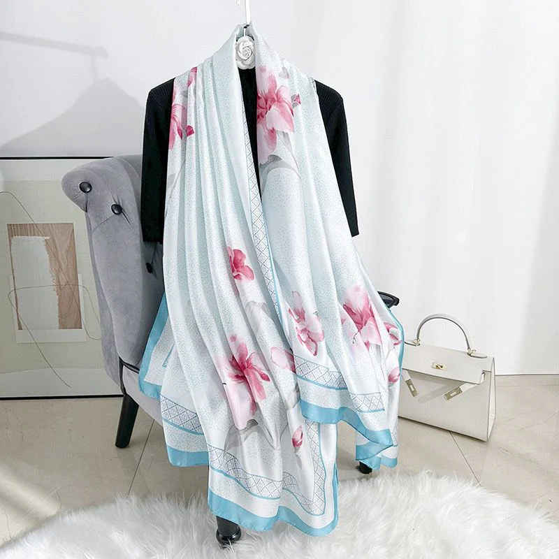 Teal Zahra Printed Silk Scarf Summer Edition 26' - Image 2