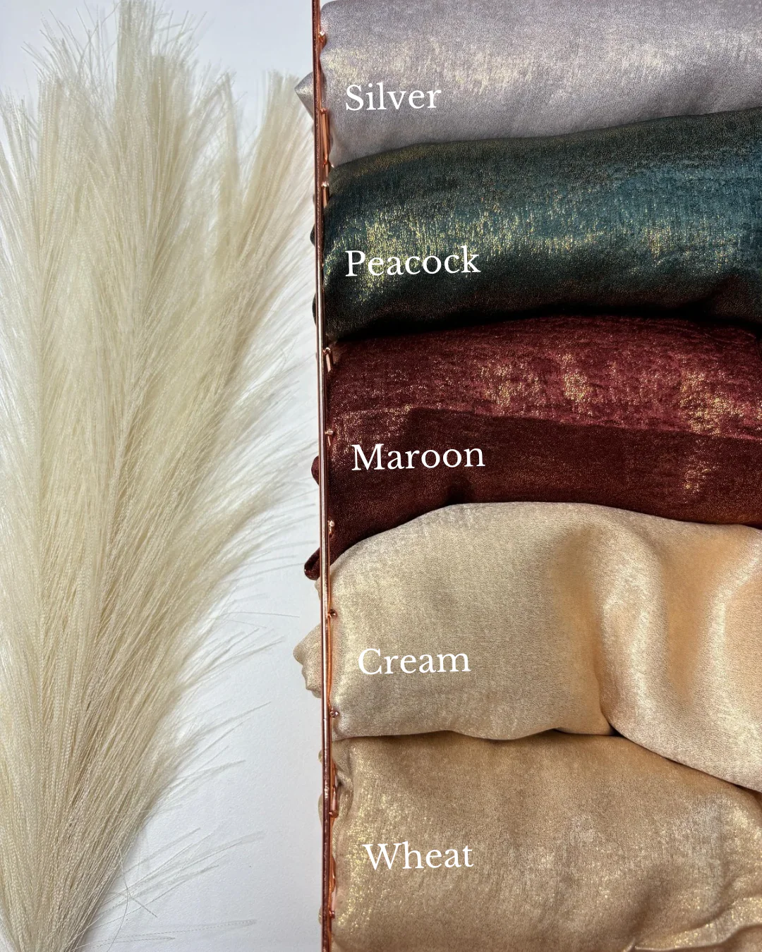 Yusraa Velvet Satin Gold Foil Hijabs - Image 3