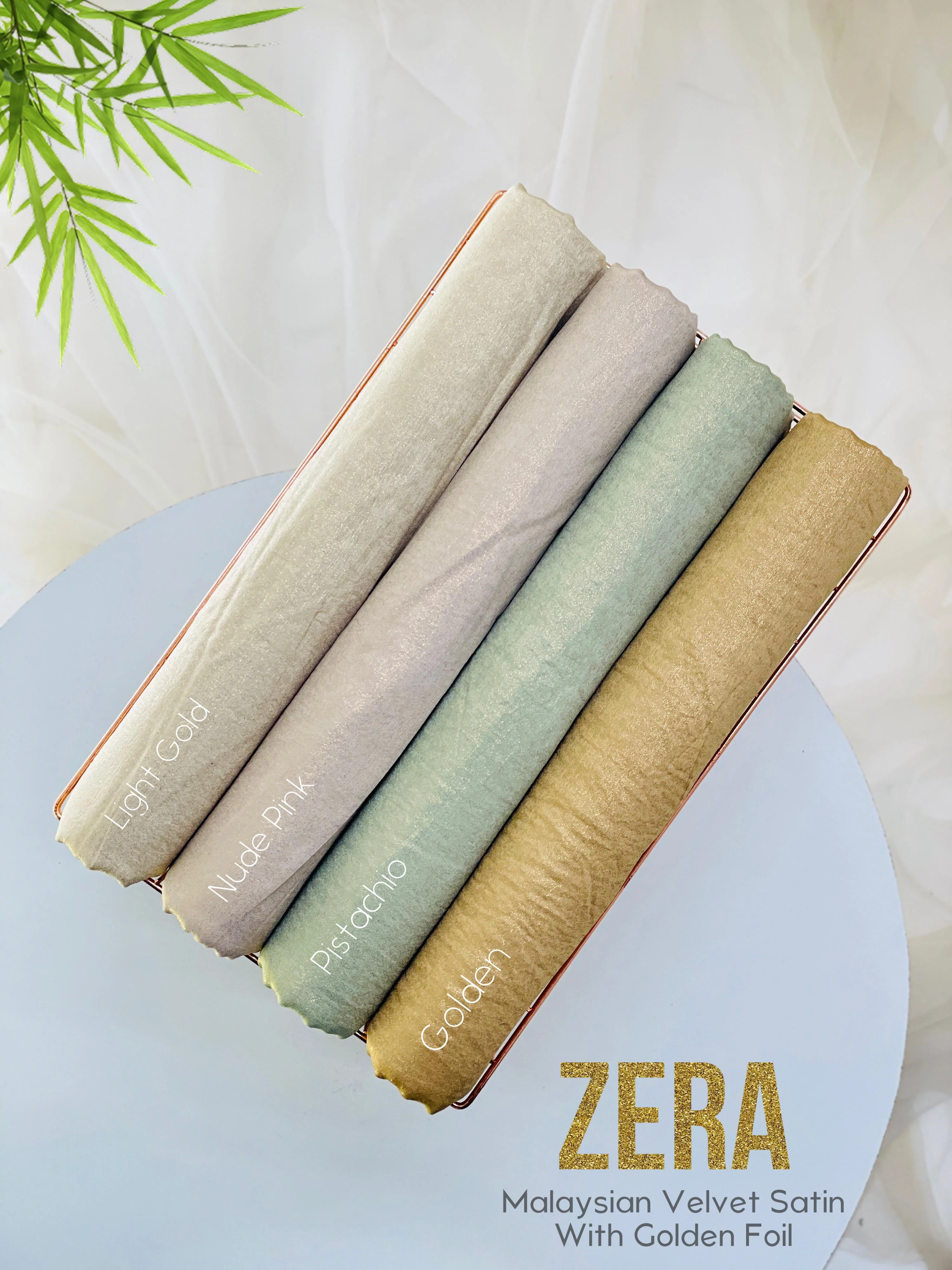 Zera Malaysian Velvet Satin with Gold Foil - Image 3